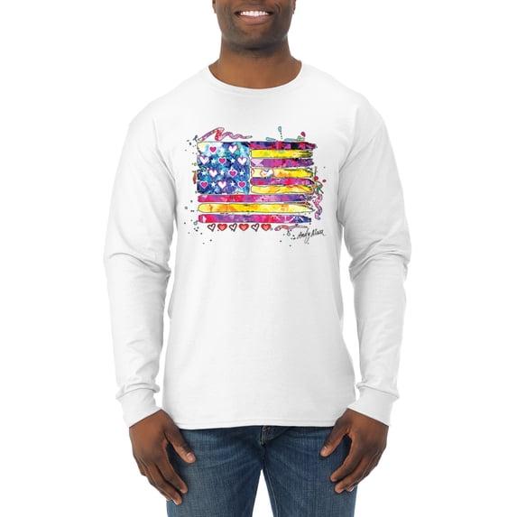Wild Bobby, Colorful Neon Flag, Streetwear, Men Long Sleeve Shirt, White, Small