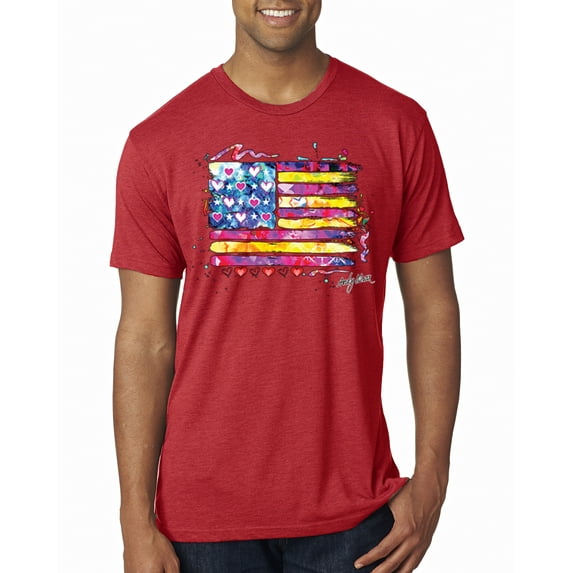 Wild Bobby, Colorful Neon Flag, Streetwear, Men Premium Tri Blend Tee, Vintage Red, Medium