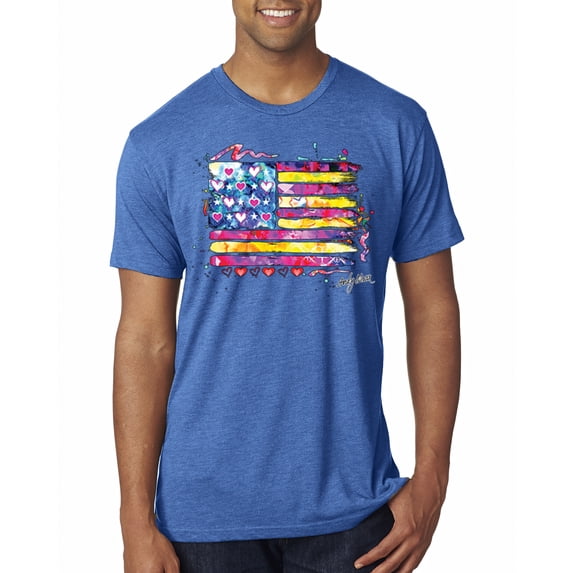 Wild Bobby, Colorful Neon Flag, Streetwear, Men Premium Tri Blend Tee, Vintage Royal, Small