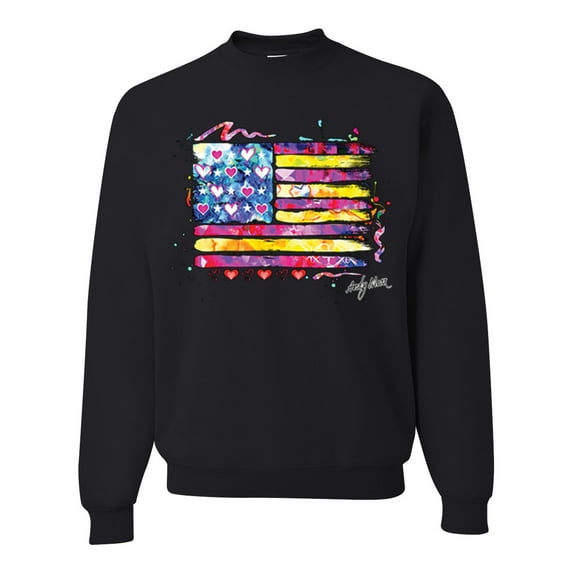 Wild Bobby, Colorful Neon Flag, Streetwear, Unisex Crewneck Graphic Sweatshirt, Black, X-Large