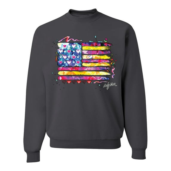 Wild Bobby, Colorful Neon Flag, Streetwear, Unisex Crewneck Graphic Sweatshirt, Charcoal, Small