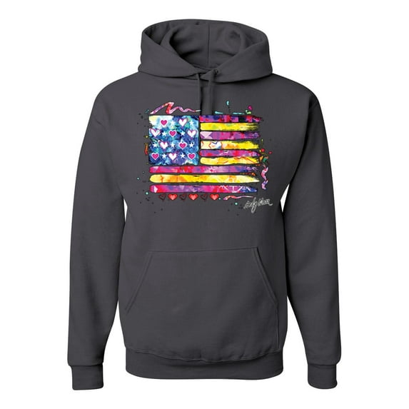 Wild Bobby, Colorful Neon Flag, Streetwear, Unisex Graphic Hoodie Sweatshirt, Charcoal, Small