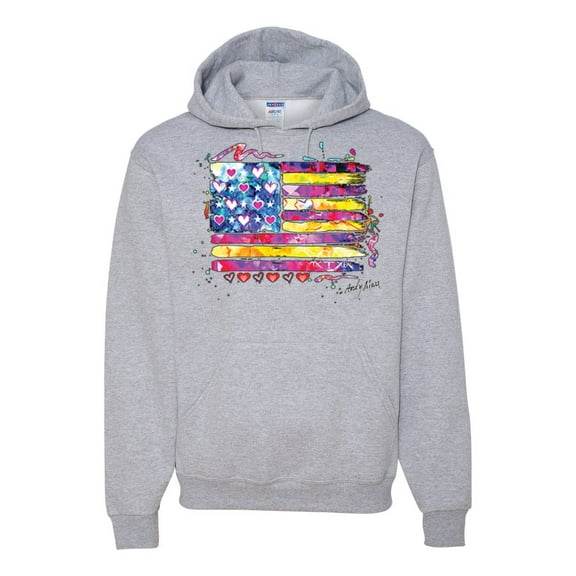 Wild Bobby, Colorful Neon Flag, Streetwear, Unisex Graphic Hoodie Sweatshirt, Heather Grey, 2XL
