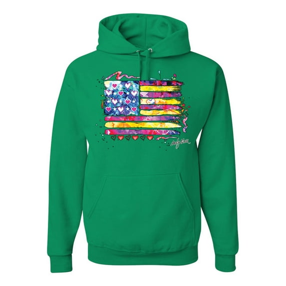 Wild Bobby, Colorful Neon Flag, Streetwear, Unisex Graphic Hoodie Sweatshirt, Kelly, Large