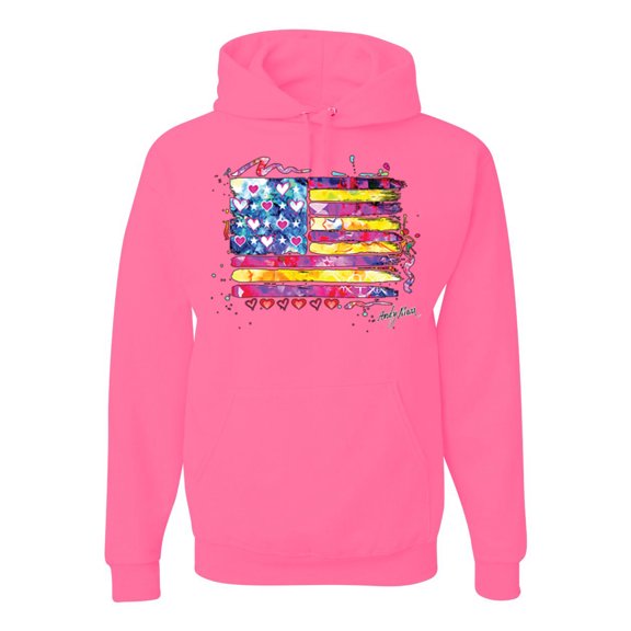 Wild Bobby, Colorful Neon Flag, Streetwear, Unisex Graphic Hoodie Sweatshirt, Neon Pink, 2XL