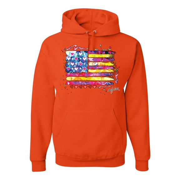 Wild Bobby, Colorful Neon Flag, Streetwear, Unisex Graphic Hoodie Sweatshirt, Orange, 2XL