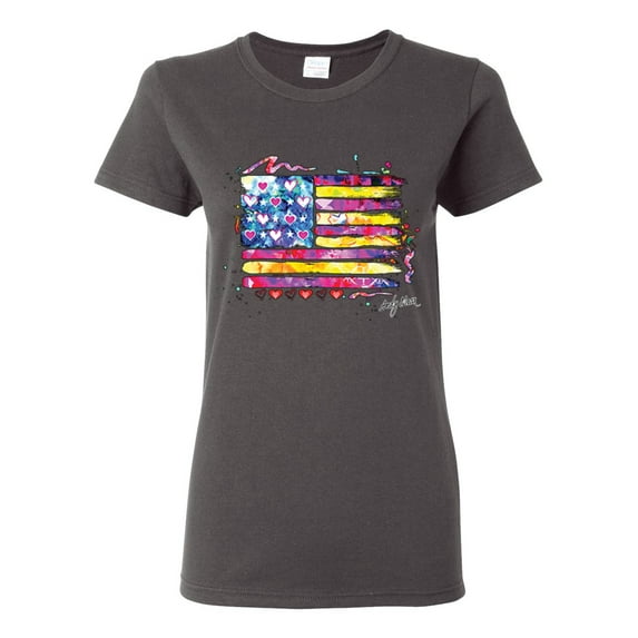 Wild Bobby, Colorful Neon Flag, Streetwear, Women Graphic Tee, Charcoal, X-Large