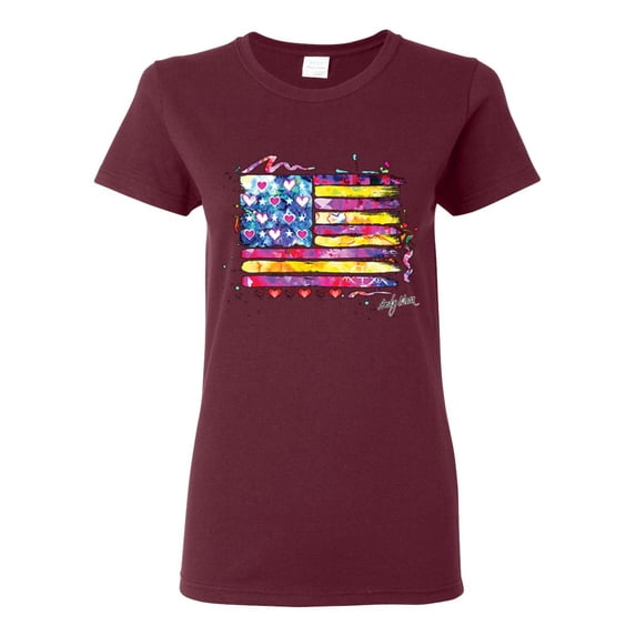 Wild Bobby, Colorful Neon Flag, Streetwear, Women Graphic Tee, Maroon, Large