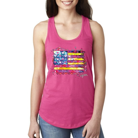 Wild Bobby, Colorful Neon Flag, Streetwear, Women Racerback Tank Top, Raspberry, Small
