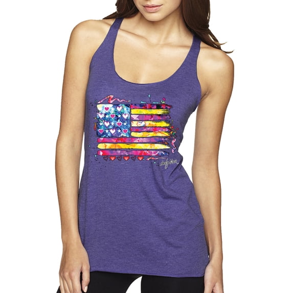 Wild Bobby, Colorful Neon Flag, Streetwear, Women Tri-Blend Racerback Tank Top, Purple Rush, Large