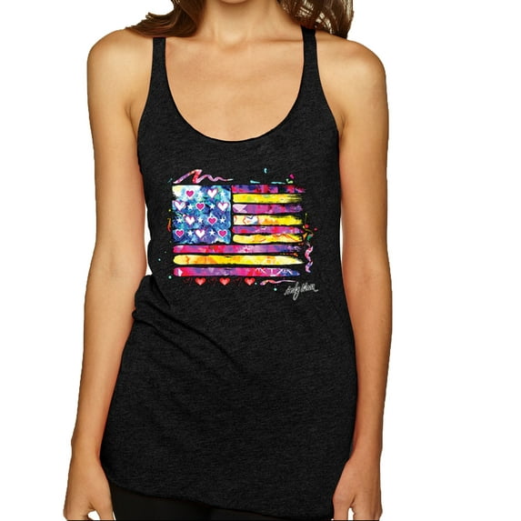 Wild Bobby, Colorful Neon Flag, Streetwear, Women Tri-Blend Racerback Tank Top, Vintage Black, Large