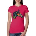 thumbnail image 1 of Colorful Neon Horse | Dean Russo Art Animal Lover Womens Slim Fit Junior Tee, Raspberry, Medium, 1 of 6