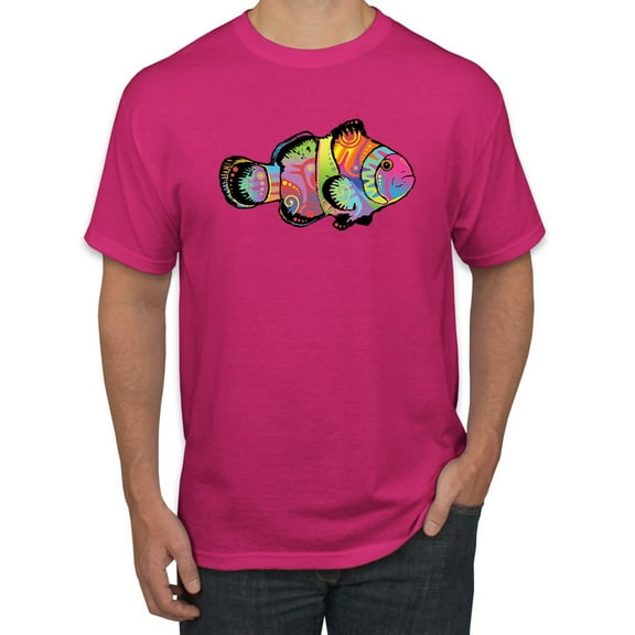 Wild Bobby, Colorful Neon Nemo Clownfish, Animal Lover, Men Graphic Tees, Fuschia, Small