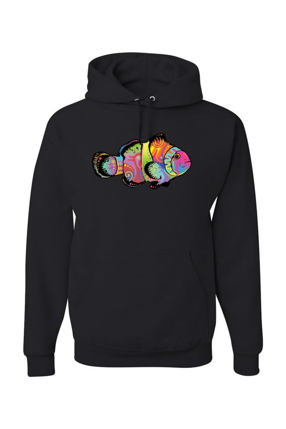 , Colorful Neon Nemo Clownfish, Animal Lover, Unisex Graphic Hoodie Sweatshirt, Black, 3XL