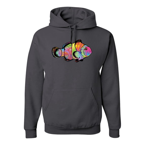 Wild Bobby, Colorful Neon Nemo Clownfish, Animal Lover, Unisex Graphic Hoodie Sweatshirt, Charcoal, Medium