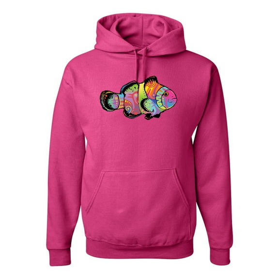 Wild Bobby, Colorful Neon Nemo Clownfish, Animal Lover, Unisex Graphic Hoodie Sweatshirt, Fuschia, X-Large