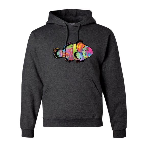 Wild Bobby, Colorful Neon Nemo Clownfish, Animal Lover, Unisex Graphic Hoodie Sweatshirt, Heather Black, 2XL
