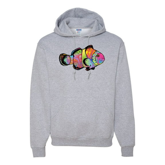 Wild Bobby, Colorful Neon Nemo Clownfish, Animal Lover, Unisex Graphic Hoodie Sweatshirt, Heather Grey, X-Large