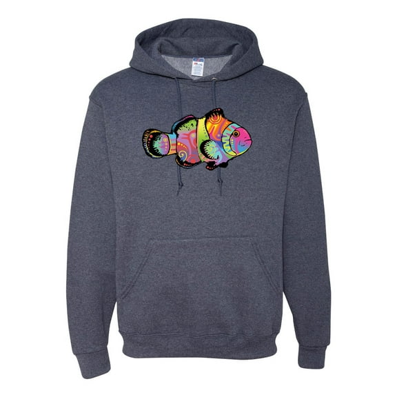 Wild Bobby, Colorful Neon Nemo Clownfish, Animal Lover, Unisex Graphic Hoodie Sweatshirt, Vintage Heather Navy, X-Large