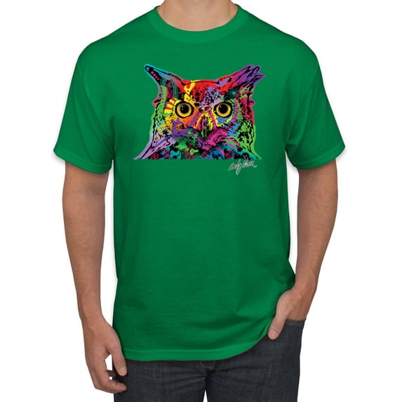 Wild Bobby, Colorful Neon Owl Animal Lover Men's Graphic T-Shirt, Kelly, Large