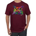 thumbnail image 1 of Wild Bobby, Colorful Neon Owl Animal Lover Men's Graphic T-Shirt, Maroon, Small, 1 of 3
