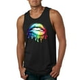 thumbnail image 1 of Wild Bobby, Colorful Neon Rainbow Biting Lips, Pop Culture, Men Graphic Tank Top, Black, Small, 1 of 3