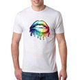 thumbnail image 1 of Wild Bobby, Colorful Neon Rainbow Biting Lips, Pop Culture, Men Premium Tri Blend Tee, Heather White, 2XL, 1 of 3