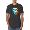 thumbnail image 1 of Wild Bobby, Colorful Neon Rainbow Biting Lips, Pop Culture, Men Premium Tri Blend Tee, Vintage Black, Medium, 1 of 3