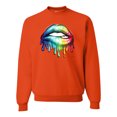 thumbnail image 1 of Wild Bobby, Colorful Neon Rainbow Biting Lips, Pop Culture, Unisex Crewneck Graphic Sweatshirt, Orange, X-Large, 1 of 3