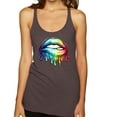 thumbnail image 1 of Wild Bobby, Colorful Neon Rainbow Biting Lips, Pop Culture, Women Tri-Blend Racerback Tank Top, Brown, X-Large, 1 of 3