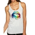 thumbnail image 1 of Wild Bobby, Colorful Neon Rainbow Biting Lips, Pop Culture, Women Tri-Blend Racerback Tank Top, Heather White, Medium, 1 of 3