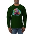 thumbnail image 1 of Wild Bobby, Colorful Neon Seal Animal Lover Mens Long Sleeve Shirt, Forest Green, Large, 1 of 3