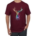 thumbnail image 1 of Wild Bobby, Colorful Paint Splatter Deer Head, Animal Lover, Men's Graphic Tees, Maroon, Small, 1 of 3