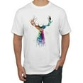 thumbnail image 1 of Wild Bobby, Colorful Paint Splatter Deer Head, Animal Lover, Men's Graphic Tees, White, 2XL, 1 of 3