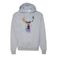 thumbnail image 1 of Wild Bobby, Colorful Paint Splatter Deer Head, Animal Lover, Unisex Graphic Hoodie Sweatshirt, Heather Grey, X-Large, 1 of 3