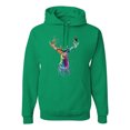 thumbnail image 1 of Wild Bobby, Colorful Paint Splatter Deer Head, Animal Lover, Unisex Graphic Hoodie Sweatshirt, Kelly, 2XL, 1 of 3