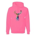 thumbnail image 1 of Wild Bobby, Colorful Paint Splatter Deer Head, Animal Lover, Unisex Graphic Hoodie Sweatshirt, Neon Pink, 2XL, 1 of 3
