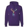 thumbnail image 1 of Wild Bobby, Colorful Paint Splatter Deer Head, Animal Lover, Unisex Graphic Hoodie Sweatshirt, Purple, 3XL, 1 of 3