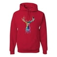 thumbnail image 1 of Wild Bobby, Colorful Paint Splatter Deer Head, Animal Lover, Unisex Graphic Hoodie Sweatshirt, Red, X-Large, 1 of 3