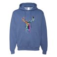 thumbnail image 1 of Wild Bobby, Colorful Paint Splatter Deer Head, Animal Lover, Unisex Graphic Hoodie Sweatshirt, Vintage Heather Blue, 3XL, 1 of 3