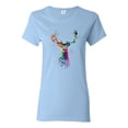 thumbnail image 1 of Wild Bobby, Colorful Paint Splatter Deer Head, Animal Lover, Womens Graphic Tees, Light Blue, 3XL, 1 of 3