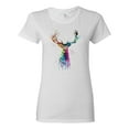 thumbnail image 1 of Wild Bobby, Colorful Paint Splatter Deer Head, Animal Lover, Womens Graphic Tees, White, 3XL, 1 of 3