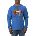 thumbnail image 1 of Wild Bobby, Colorful Painted Lip, Streetwear, Men Long Sleeve Shirt, Royal, Small, 1 of 5