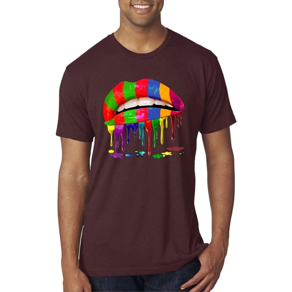 Wild Bobby, Colorful Painted Lip, Streetwear, Men Premium Tri Blend Tee, Cardinal, Small
