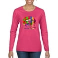 thumbnail image 1 of Wild Bobby, Colorful Painted Lip, Streetwear, Women Graphic Long Sleeve Tee, Fuschia, Medium, 1 of 5