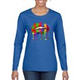 thumbnail image 1 of Wild Bobby, Colorful Painted Lip, Streetwear, Women Graphic Long Sleeve Tee, Royal, Medium, 1 of 5
