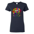 thumbnail image 1 of Wild Bobby, Colorful Painted Lip, Streetwear, Women Graphic Tee, Navy, Small, 1 of 5
