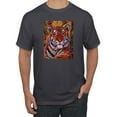 thumbnail image 1 of Wild Bobby, Colorful Painted Tiger, Animal Lover, Men Graphic Tees, Charcoal, X-Large, 1 of 3