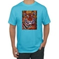 thumbnail image 1 of Wild Bobby, Colorful Painted Tiger, Animal Lover, Men Graphic Tees, Light Turquoise, Medium, 1 of 3