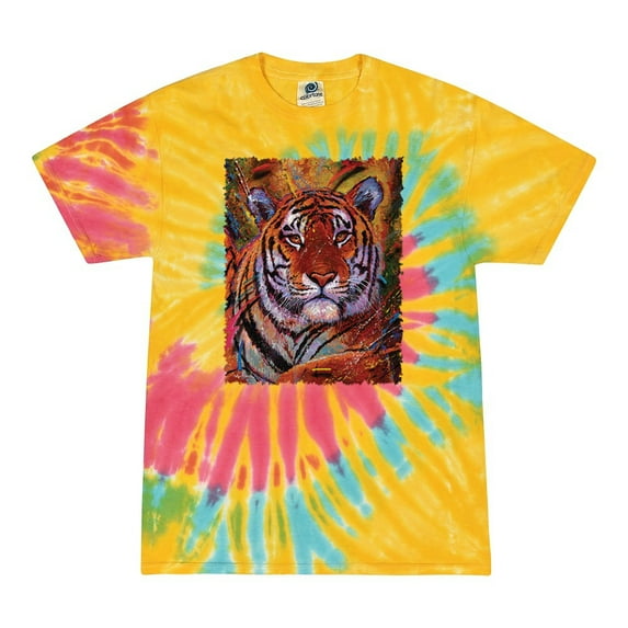 Wild Bobby, Colorful Painted Tiger, Animal Lover, Tie-Dye Tees, Aurora, Small